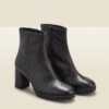 Naomi Black Leather Block Heel Platform Ankle Boot
