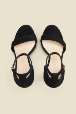 Serene Black Leather Barely There Platform Heels -Opal & Oak Store web a22fw041bk c