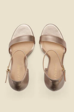 Serene Gold Leather Barely There Platform Heels -Opal & Oak Store web a22fw041mc c