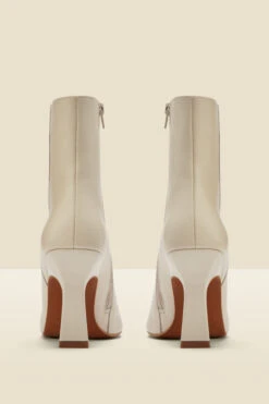 Ecru Leather Square Toe Ankle Boot -Opal & Oak Store web a22fw046eu0001 c