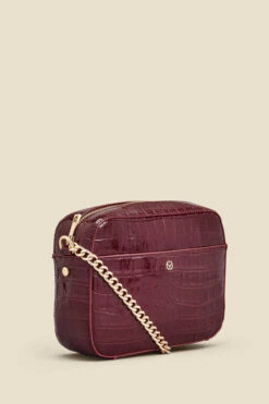 Wine Croc Faux Leather Chain Detail Cross Body Bag 7 Wine Croc Faux Leather Chain Detail Cross Body Bag -Opal & Oak Store web a23ac001rd0011 b