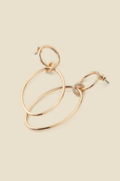 Gold Oval Hoop Drop Earrings -Opal & Oak Store web a23ac025mc00030one a