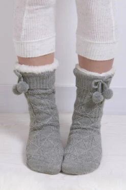 Grey Totes Textured Slipper Socks With Tassel Detail