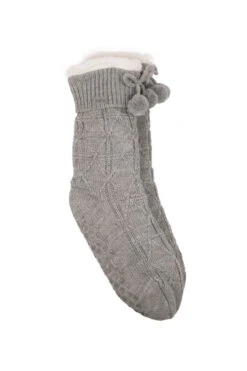 Grey Totes Textured Slipper Socks With Tassel Detail -Opal & Oak Store web a23ac051gy0015 2