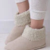 Cream Cable Knit Boot Slippers