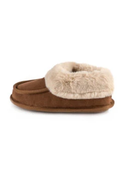 Tan Suede Faux Fur Lined Boot Slippers -Opal & Oak Store web a23fw101bn0004 2
