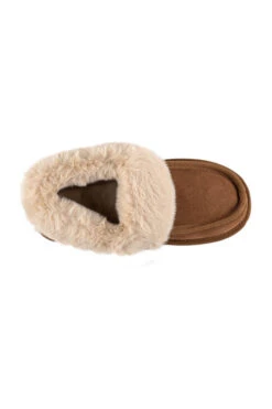 Tan Suede Faux Fur Lined Boot Slippers -Opal & Oak Store web a23fw101bn0004 3