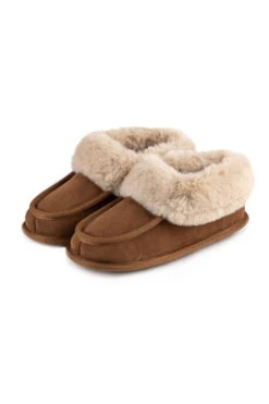 Tan Suede Faux Fur Lined Boot Slippers -Opal & Oak Store web a23fw101bn0004 5