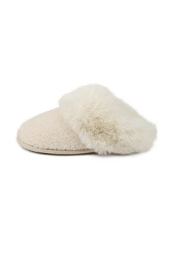 Cream Totes Textured Faux Fur Mule Slippers -Opal & Oak Store web a23fw105nl0001 4