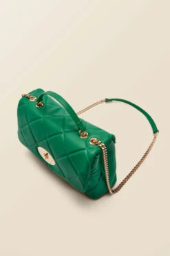 Green Faux Leather Quilted Clasp Detail Cross Body Bag -Opal & Oak Store web ac006 gn d