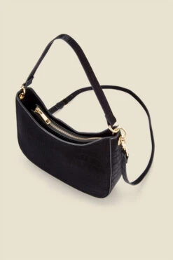Black Croc Faux Leather Shoulder Bag -Opal & Oak Store web black croc bag 3