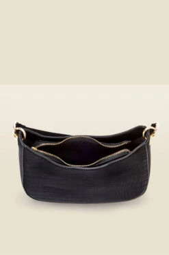 Black Croc Faux Leather Shoulder Bag -Opal & Oak Store web black croc bag 4