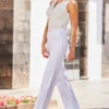 White Wide Leg Jeans With Gold Button Detail