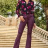 Wine Coated Kick Flare Jeans