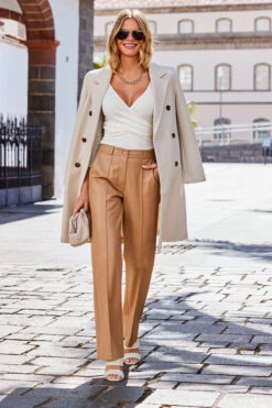 Tan Faux Leather Wide Leg Trousers 16 Tan Faux Leather Wide Leg Trousers -Opal & Oak Store web crop 15 s23bp006bn0004 s23tj072nl0001 092