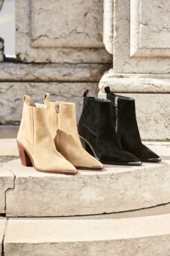 Coco Tan Suede Stack Heel Western Boot -Opal & Oak Store web crop 1 a19sl004rd s21tw039 140 2