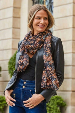 Black Baroque Print Scarf