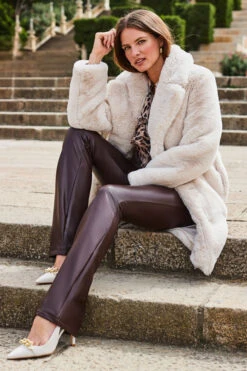 Cream Luxury Faux Fur Coat -Opal & Oak Store web crop 2309 113 a23tw033bran01 a23bw023bk0001 113 336 2