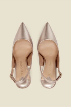 Sierra Champagne Gold Leather Slingback Court Shoe -Opal & Oak Store web gold slingbacks 3