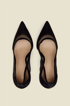 Maya Black Suede Stiletto Court Shoe With Mesh Detail -Opal & Oak Store web mesh courts 3