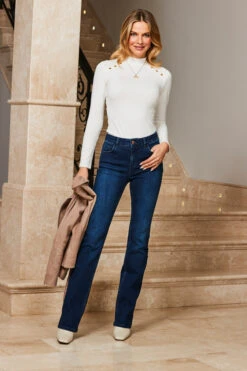 Dark Indigo Mid Rise Bootcut Jeans