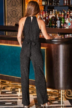 Black Sparkly Halter Neck Jumpsuit -Opal & Oak Store web rt 110 a22jj009bk0001 152