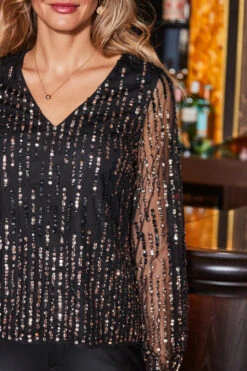 Black & Gold Luxe Embellished Blouse 13 Black & Gold Luxe Embellished Blouse -Opal & Oak Store web rt 131 a22tw043bk0001 201