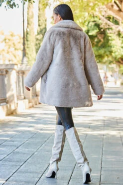 Taupe Premium Faux Fur Coat With Button Detail -Opal & Oak Store web rt 31 s21bd014be0028 259 1