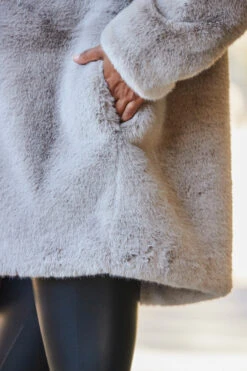 Taupe Premium Faux Fur Coat With Button Detail -Opal & Oak Store web rt 31 s21bd014be0028 307 1