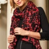 Red & Black Animal Print Scarf