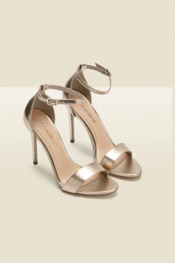 Nia Champagne Gold Leather Barely There High Heel Sandal -Opal & Oak Store web s21fe003pk c gold rt