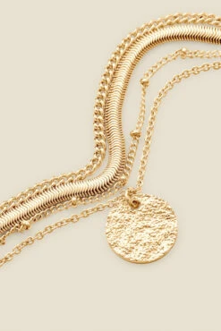 Gold Plated Layered Hammered Pendant Necklace -Opal & Oak Store web s22ac038mc0017 2