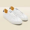 Superga White Leather Navy Blue Heel Trainers