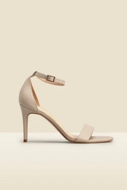 Nia Ecru Leather Barely There High Sandal