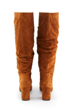 Cognac Brown Suede Pull On Knee High Boot -Opal & Oak Store web sa18fw10 cognac suede pull on boot 03