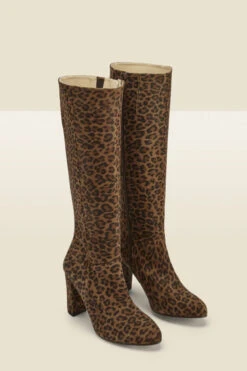 Leopard Print Suede Zip Knee High Boot -Opal & Oak Store web sa18fw39ld a rt