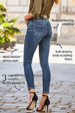 Mid Blue Sculpting Skinny Jeans -Opal & Oak Store web sculpt arrows