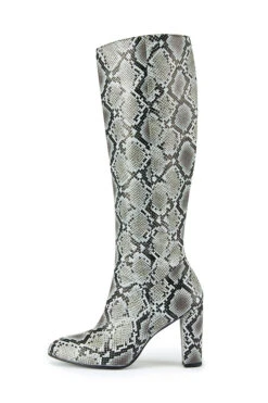 Snake Print Leather Knee High Boot -Opal & Oak Store web snake print boots side 1
