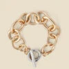 Gold Chunky Contrast Toggle Detail Bracelet