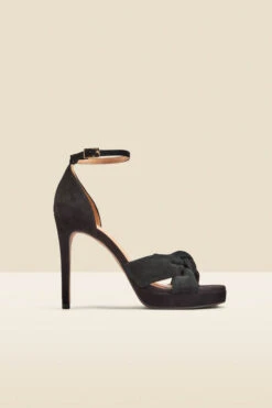Black Nubuck Leather Knot Detail Platform Heel -Opal & Oak Store web web 2308 box a23fw081bk0001 a