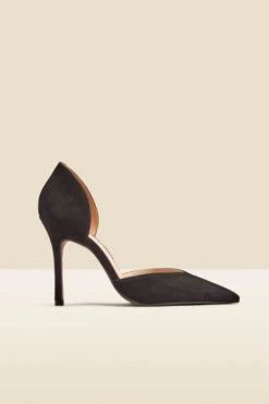 Black Suede Sweetheart Court Shoe -Opal & Oak Store web web 2308 box a23fw111bk0001 a